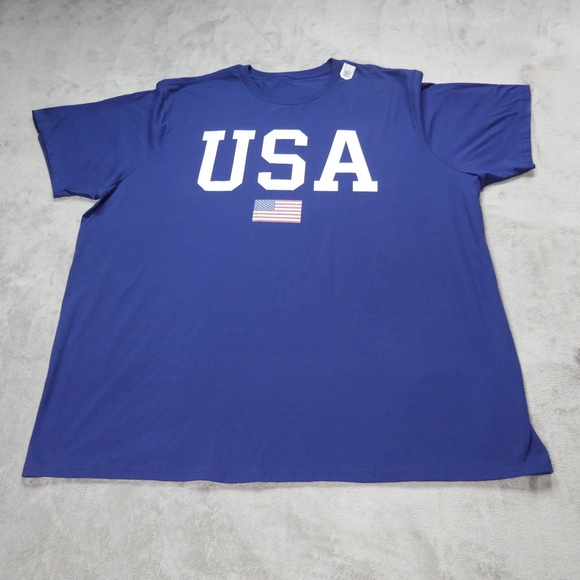 USA Patriotic American Flag Mens 3XLT Blue Crewneck Short Sleeve Casual T-Shirt - Picture 4 of 12